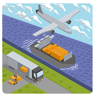 Pictogram illustrating the shipping of Forécreu's products