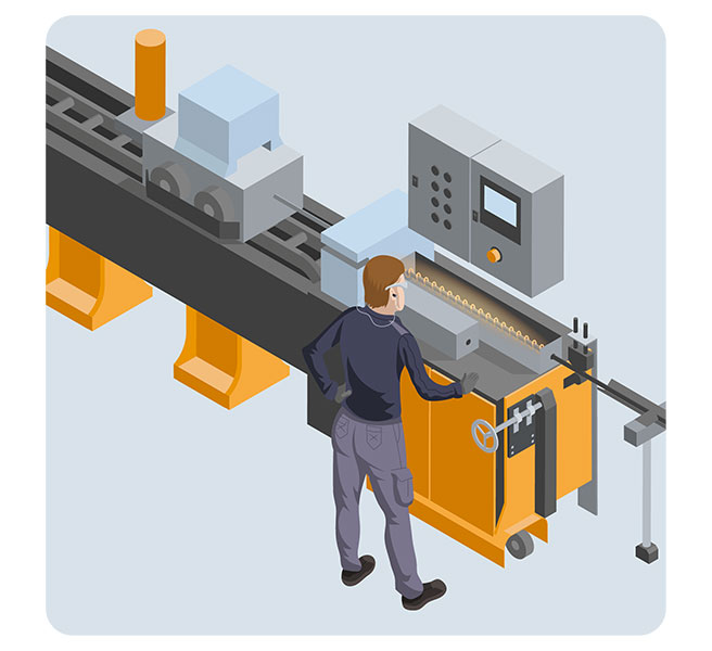 Pictogram illustrating the hot drawing process at Forécreu
