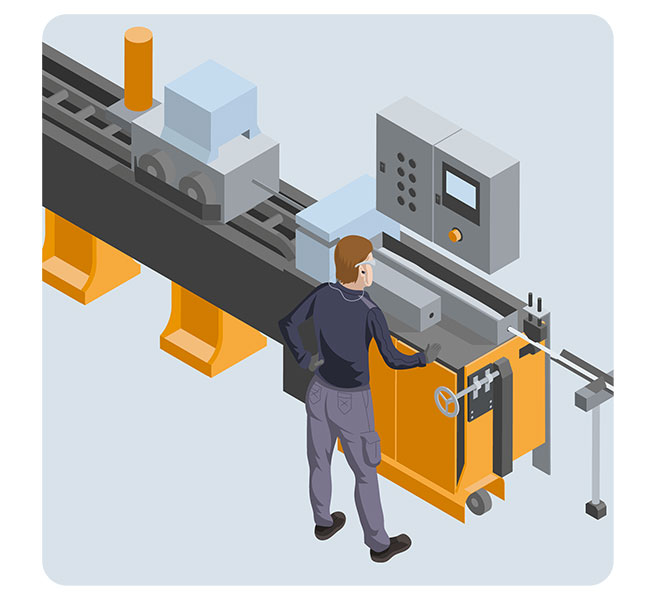Pictogram illustrating the cold drawing process at Forécreu