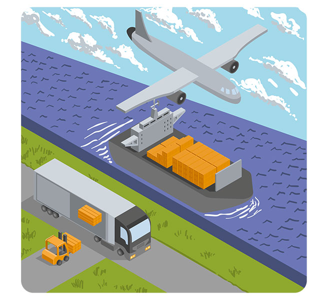 Pictogram illustrating the Shipping products at Forécreu
