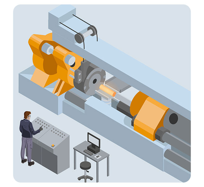 Pictogram illustrating the Extrusion process at Forécreu