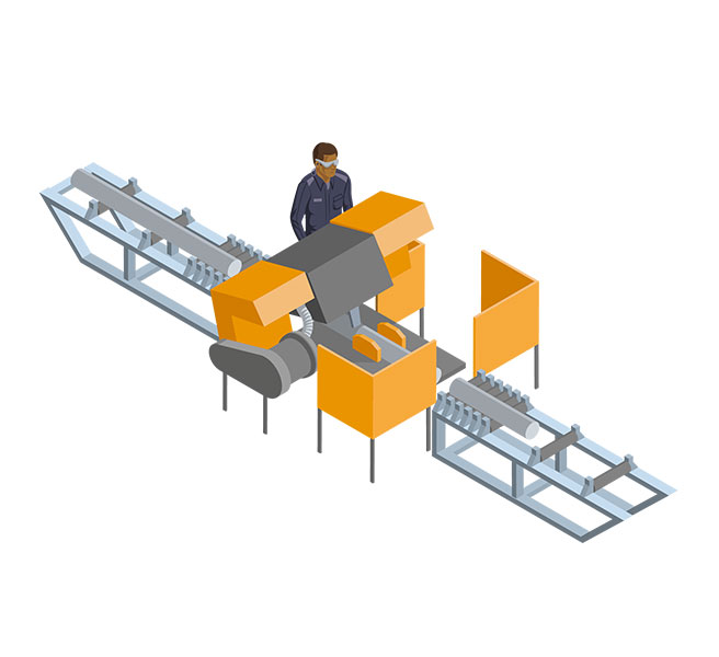 Pictogram illustrating the cutting process of Forécreu